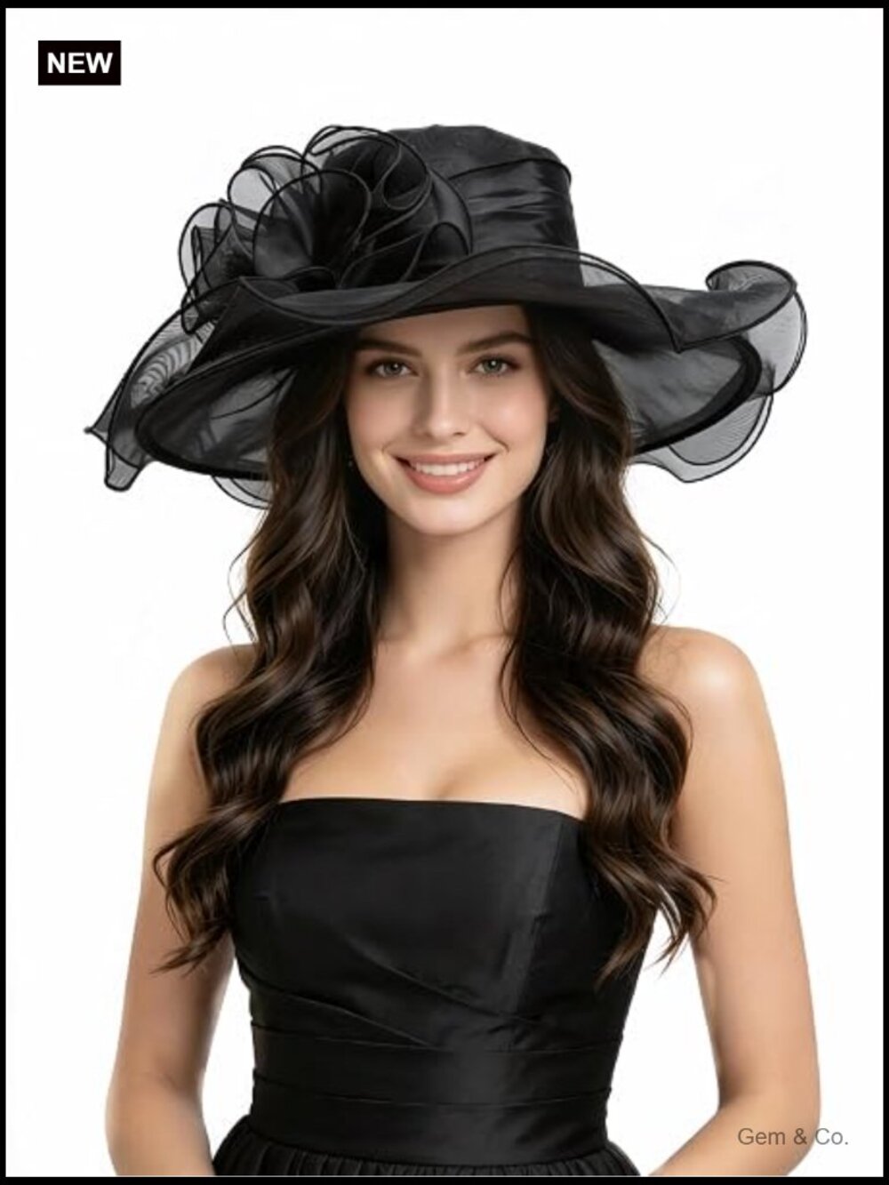 Wide Brim Polka Dot Organza Church Fascinator Wedding Hat